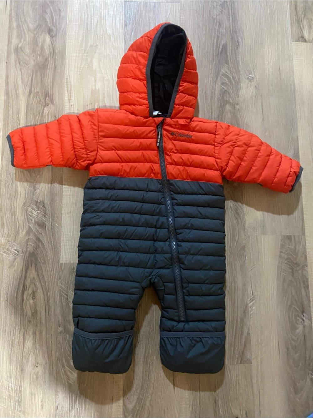 Columbia Orange and Grey Puffer One-Piece Snowsuit